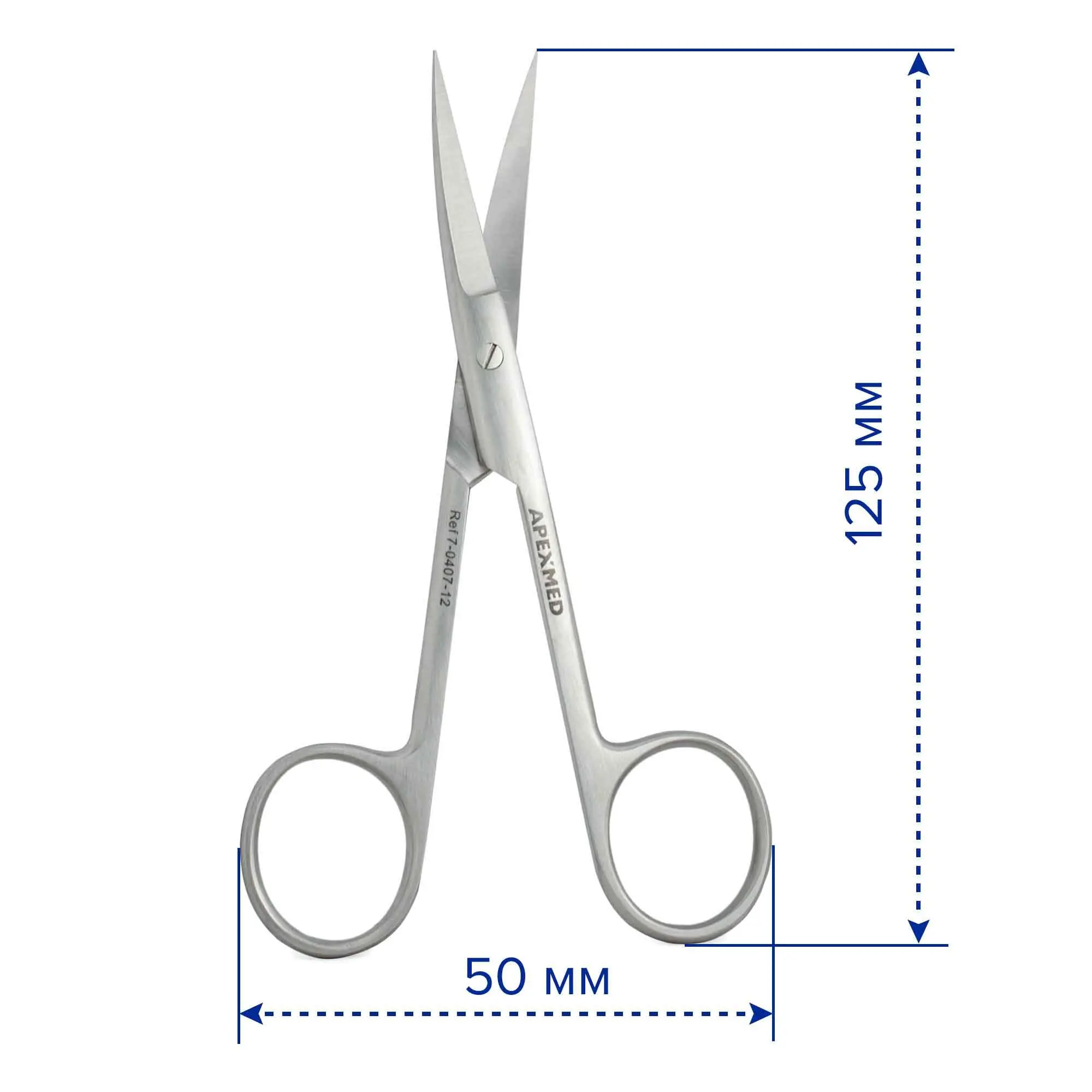 Ножницы хирургические остроконечные Standard, вертикально изогнутые, 120 мм, Apexmed