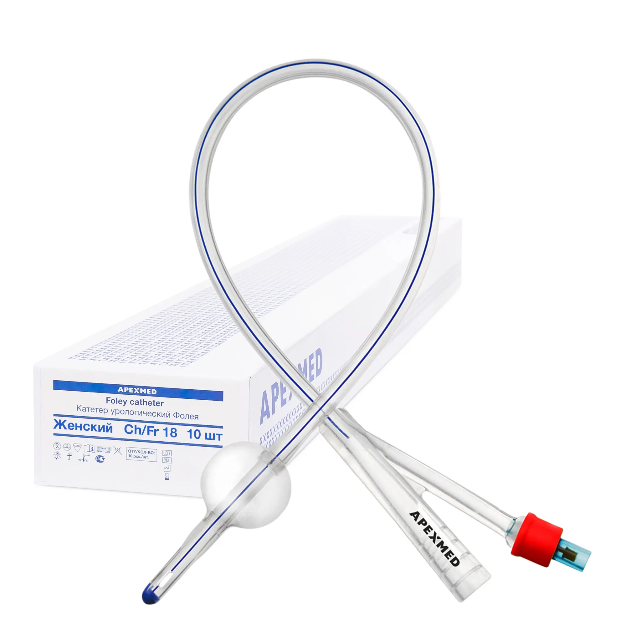 Катетер Фолея 18 Ch/Fr женский, силиконовый, 10 шт