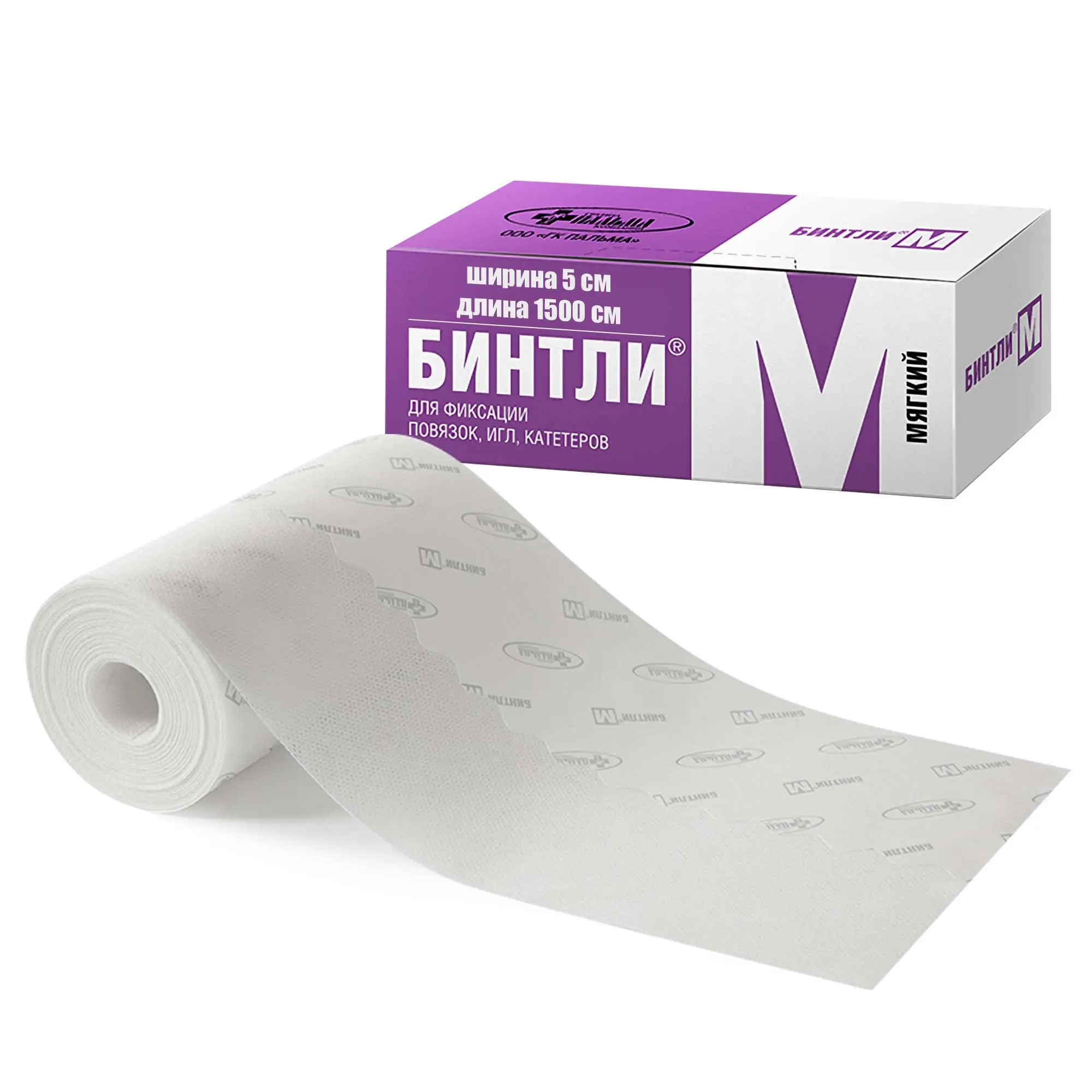 Бинт медицинский Пальма Бинтли-М, 5 см х 15 м, липкий, эластичный, 3 шт