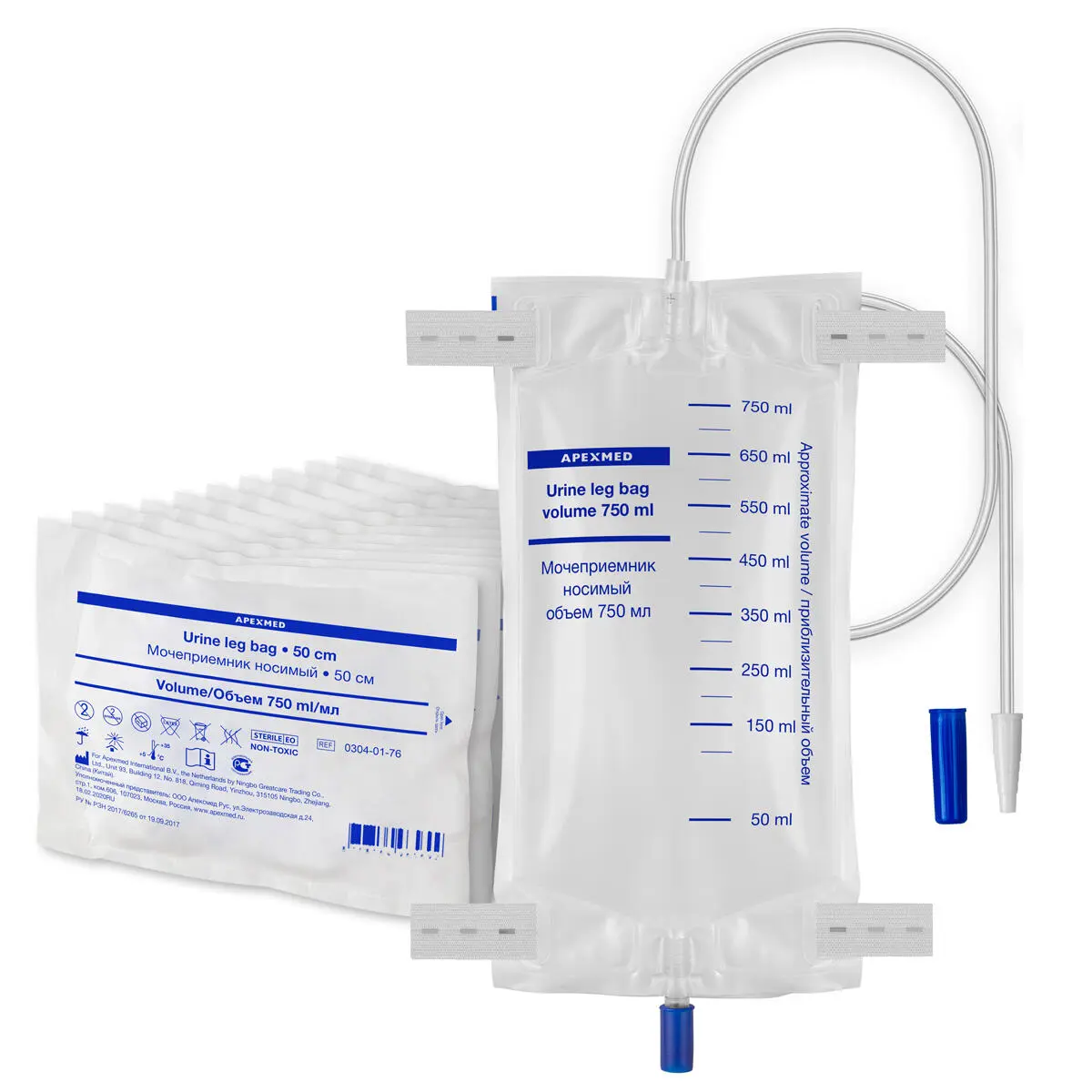 Мочеприемник ножной 750 мл, 50 см, носимый, 10 шт