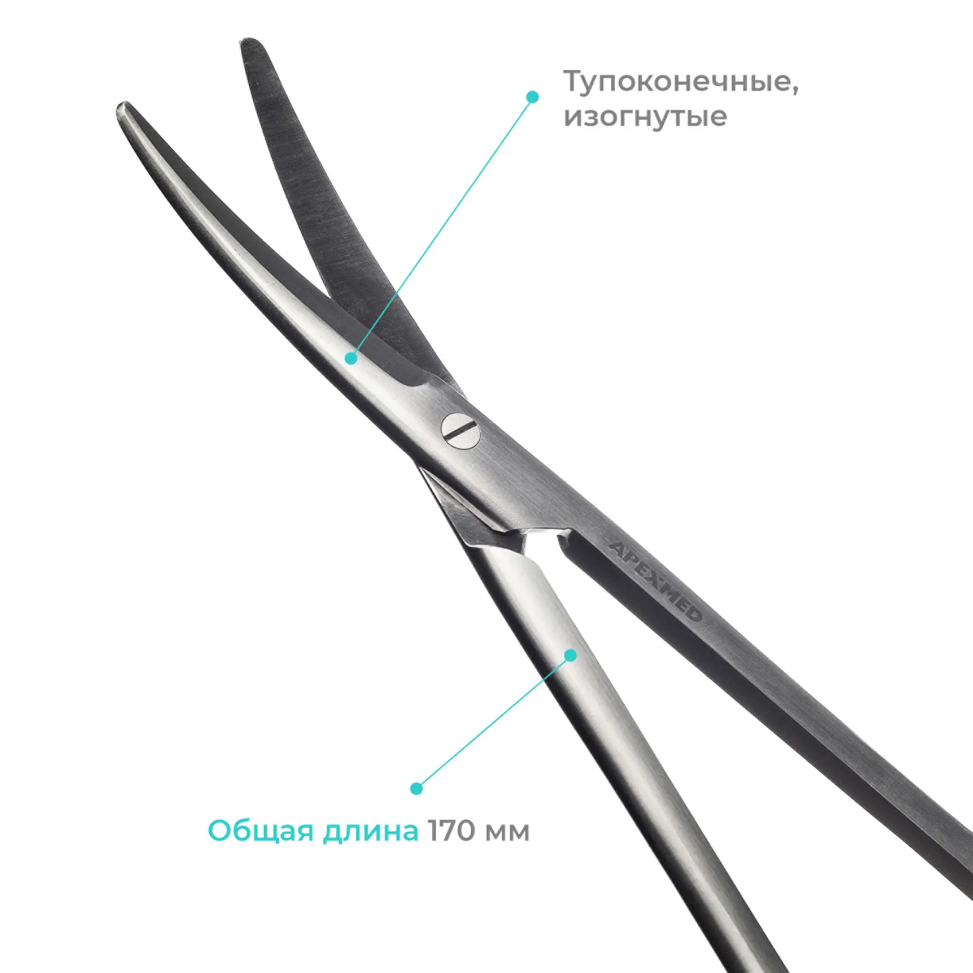 Ножницы хирургические диссекционные Mayo (Майо) тупоконечные, изогнутые, 170 мм, Apexmed