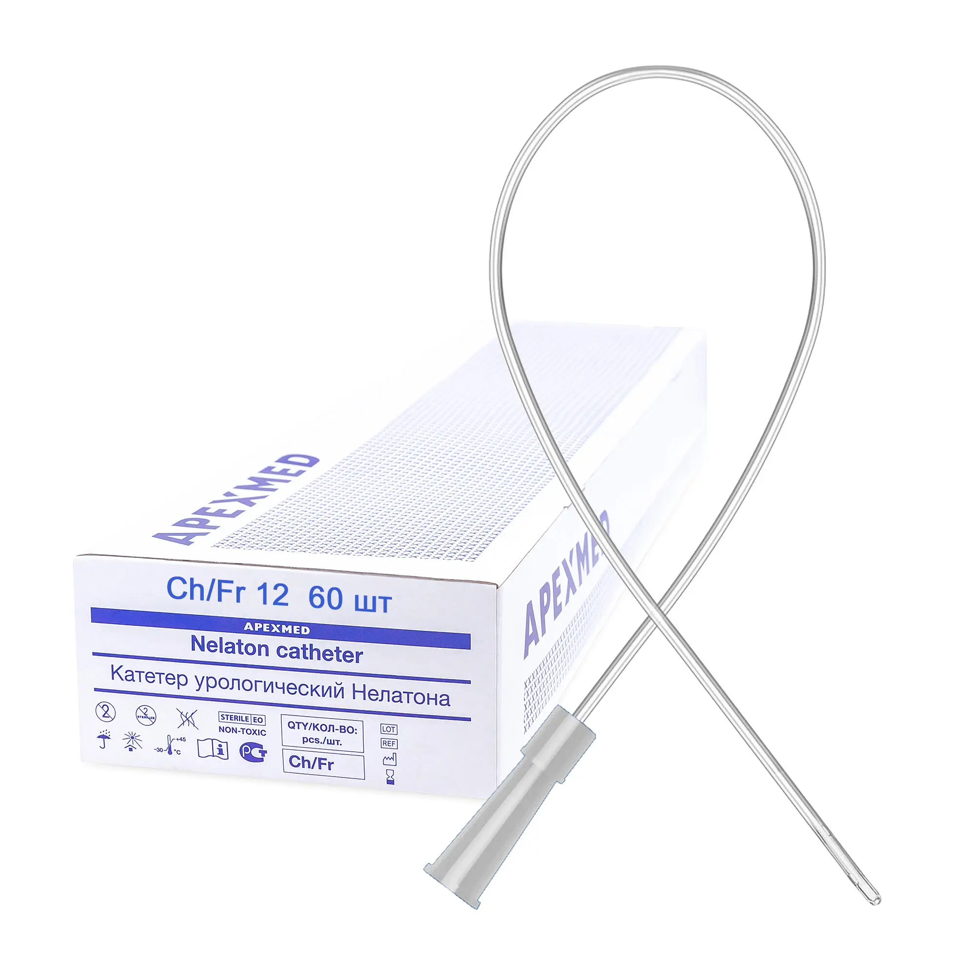 Катетер Нелатона мужской 12 Сh/Fr, урологический, 60 шт