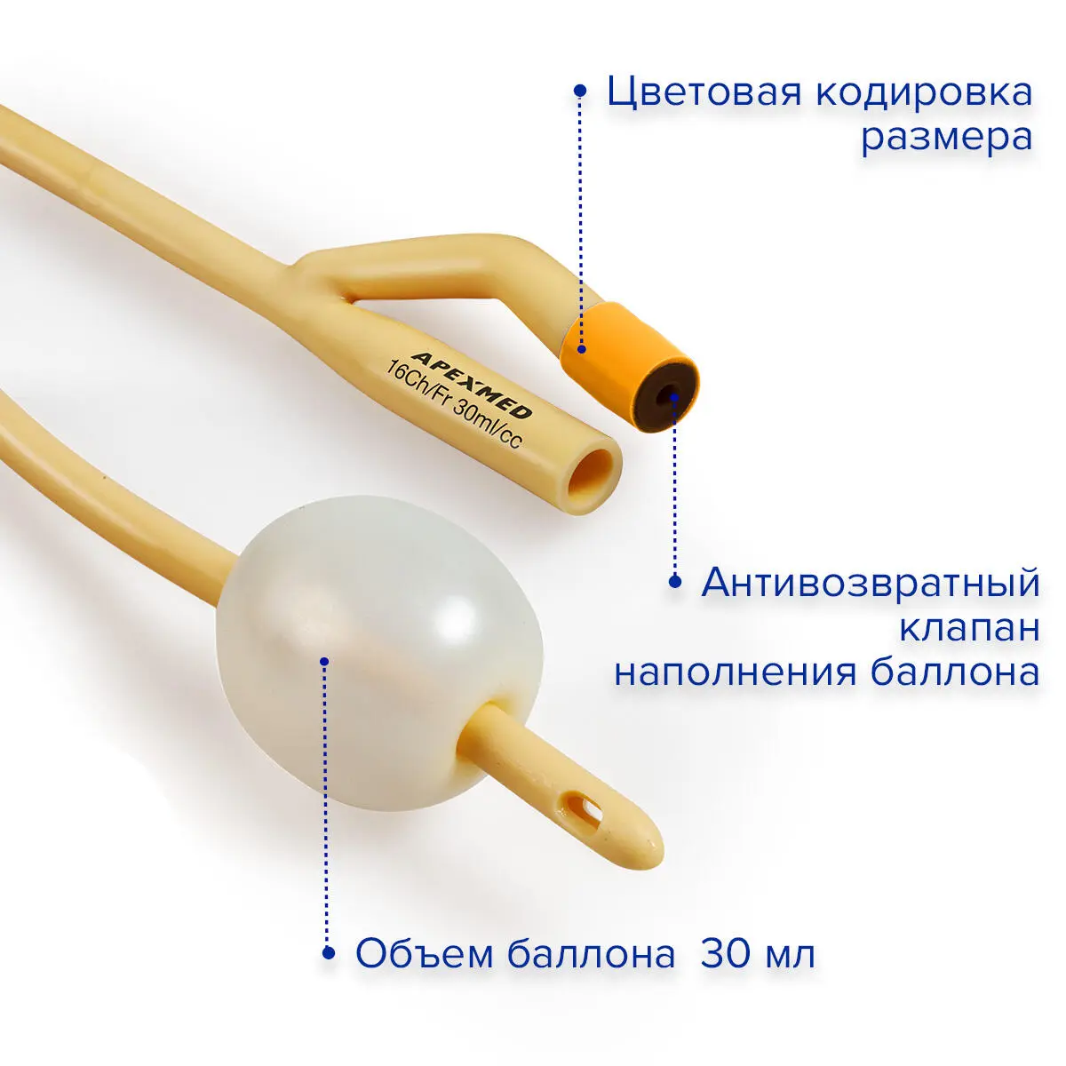 Катетер Фолея 16 Ch/Fr женский, урологический, 10 шт