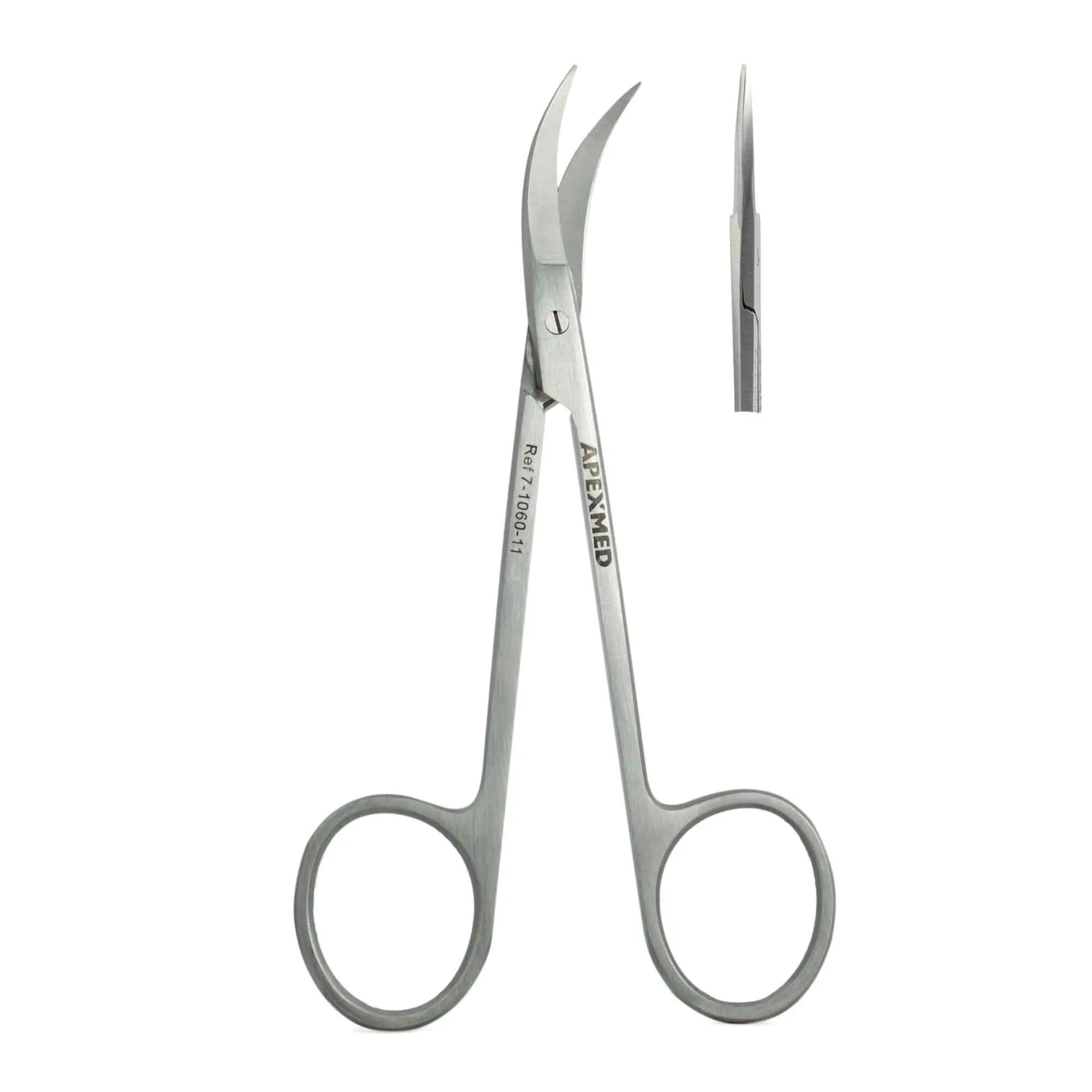 Ножницы хирургические остроконечные Standard, изогнутые по ребру , 115 мм, Apexmed