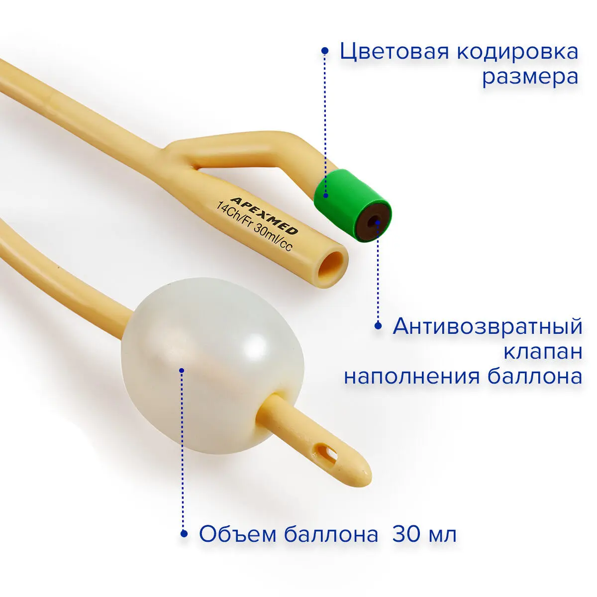 Катетер Фолея 14 Ch/Fr женский, урологический, 10 шт