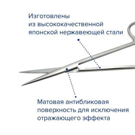Ножницы хирургические Metzenbaum-Fine остроконечные, прямые, 145 мм, Apexmed