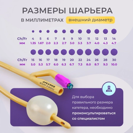 Катетер Фолея 6 Ch/Fr детский, урологический, 10 шт