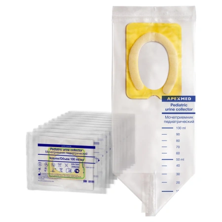 Мочеприемник для новорожденных Apexmed универсальный, мочесборник детский для анализов, 10 шт
