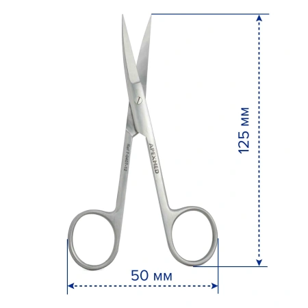 Ножницы хирургические остроконечные Standard, вертикально изогнутые, 120 мм, Apexmed