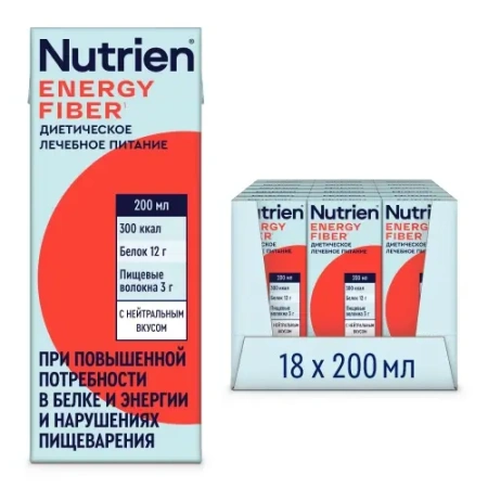 Энтеральное питание Nutrien Energy Fiber (Нутриэн Энергия с пищевыми волокнами) 200 мл, 18 шт