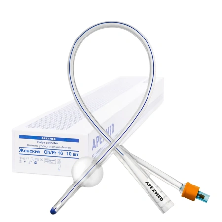 Катетер Фолея 16 Ch/Fr женский, силиконовый, 10 шт