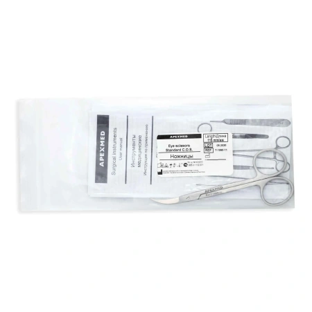 Ножницы хирургические остроконечные Standard, изогнутые по ребру , 115 мм, Apexmed