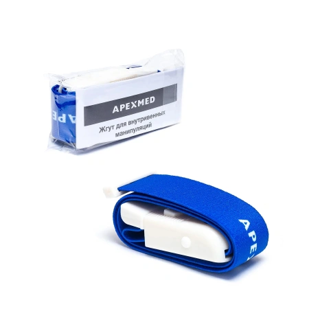 Жгут венозный Apexmed взрослый, для внутривенных манипуляций, многоразовый, для забора крови