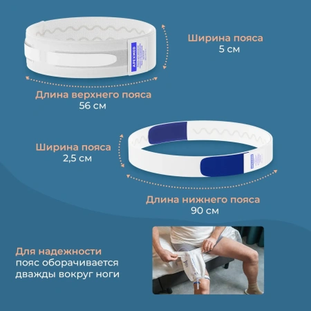Комплект ремней для мочеприемника ножного Люкс, с силиконовой полоской, 2 шт