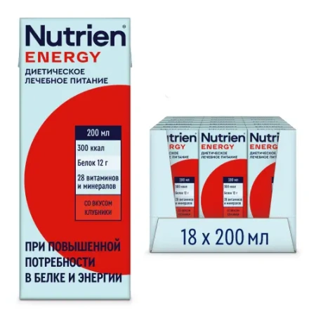 Энтеральное питание Nutrien Energy (Нутриэн Энергия) со вкусом клубники, 200 мл, 18 шт