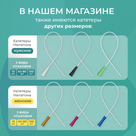 Катетер Нелатона мужской 10 Сh/Fr, урологический, 60 шт