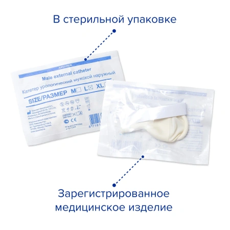 Уропрезерватив 30 мм, катетер наружный, урологический, 10 шт