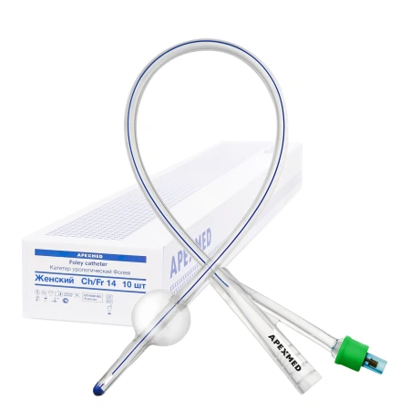 Катетер Фолея 14 Ch/Fr женский, силиконовый, 10 шт