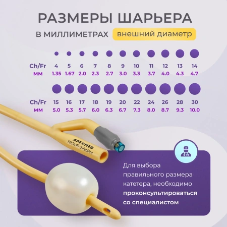 Катетер Фолея 10 Ch/Fr детский, урологический, 10 шт