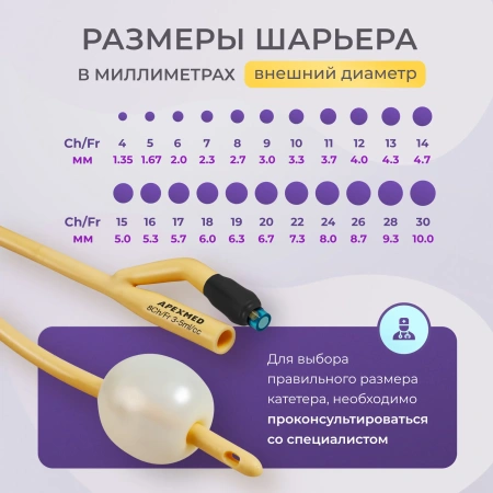Катетер Фолея 8 Ch/Fr детский, урологический, 10 шт