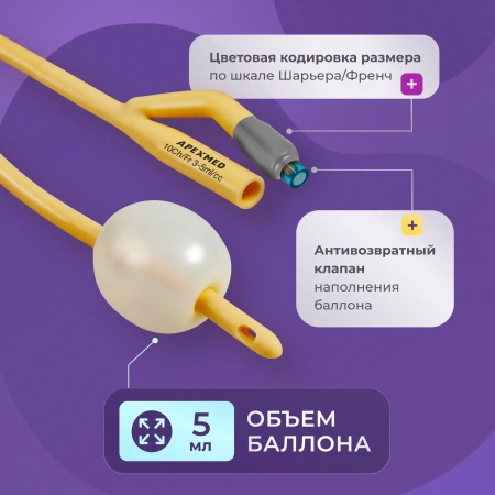 Катетер Фолея 10 Ch/Fr детский, урологический, 10 шт