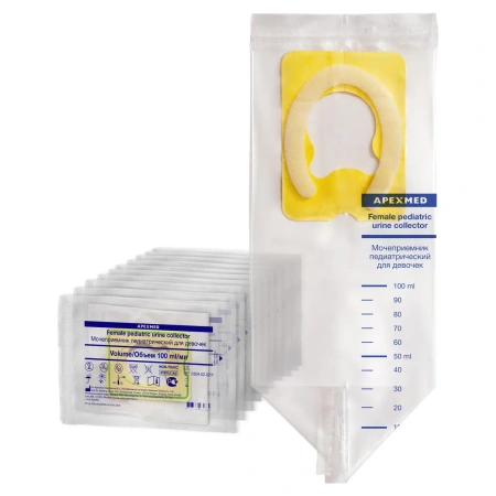 Мочеприемник для новорожденных Apexmed для девочек, мочесборник детский для анализов, 10 шт